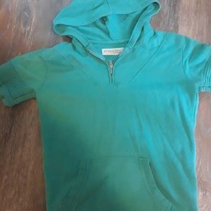 Teal short sleeve hoodie shirt